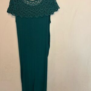 Green  maternity  Dress with Crochet Detail
